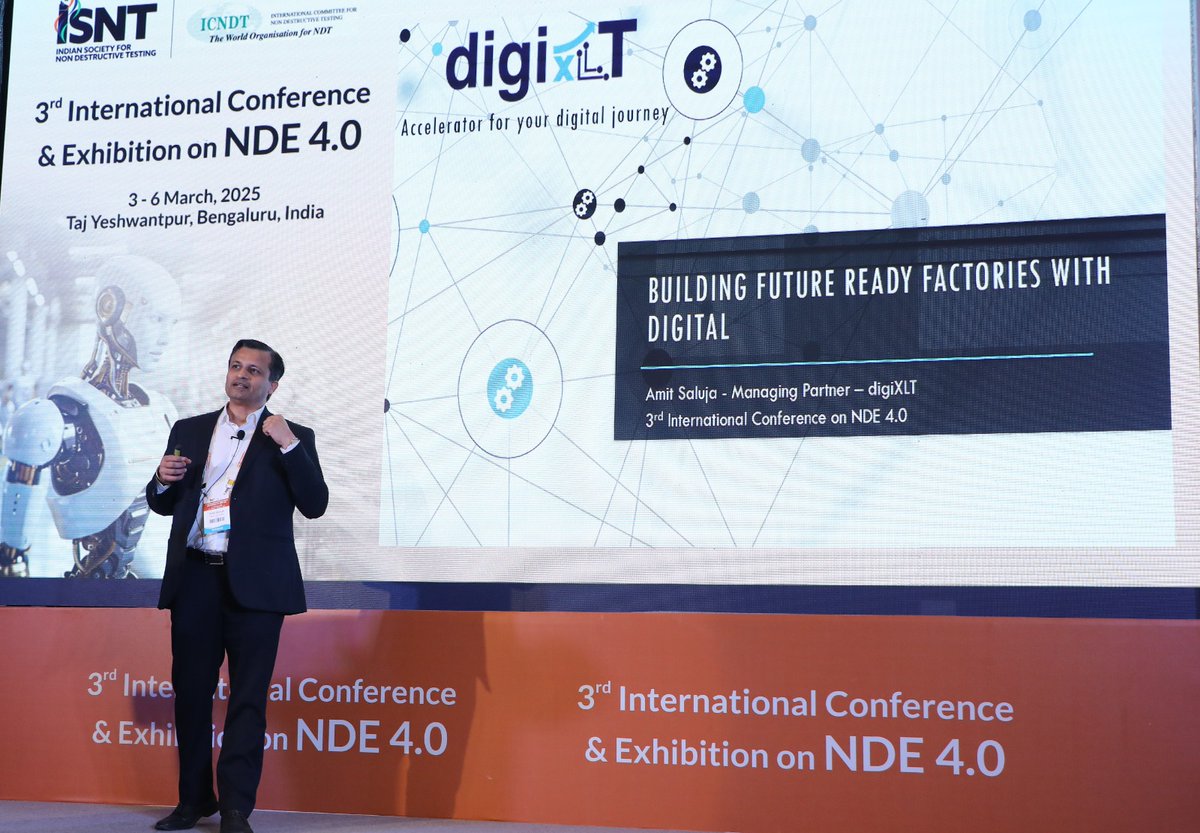 digiXLT's tweet photo. Mr. Amit Saluja, Managing Partner @digiXLT led a session on Building Future-Ready Factories with Digital at 𝟑𝐫𝐝 𝐈𝐧𝐭𝐞𝐫𝐧𝐚𝐭𝐢𝐨𝐧𝐚𝐥 𝐂𝐨𝐧𝐟𝐞𝐫𝐞𝐧𝐜𝐞 & 𝐄𝐱𝐡𝐢𝐛𝐢𝐭𝐢𝐨𝐧 𝐨𝐧 𝐍𝐃𝐄 𝟒.𝟎 in Bangalore.
#LetsTransformDigitally #Manufacturing #digitalization https://t.co/h589rWKlEG