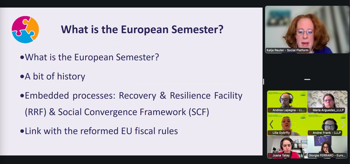 Lifelong Learning Platform (@lllplatform) on Twitter photo The 3rd session of the #LLLAB has just started! 🧪💻
Joining this #LLLAB on the European Semester, we have <a href="/KatjaReuter_Bxl/">Katja Reuter</a>, Senior Policy & Advocacy Officer of <a href="/social_platform/">Social Platform</a> sharing with participants what is the European Semester & how CSOs can engage with it. The 3rd session of the #LLLAB has just started! 🧪💻
Joining this #LLLAB on the European Semester, we have <a href="/KatjaReuter_Bxl/">Katja Reuter</a>, Senior Policy & Advocacy Officer of <a href="/social_platform/">Social Platform</a> sharing with participants what is the European Semester & how CSOs can engage with it.