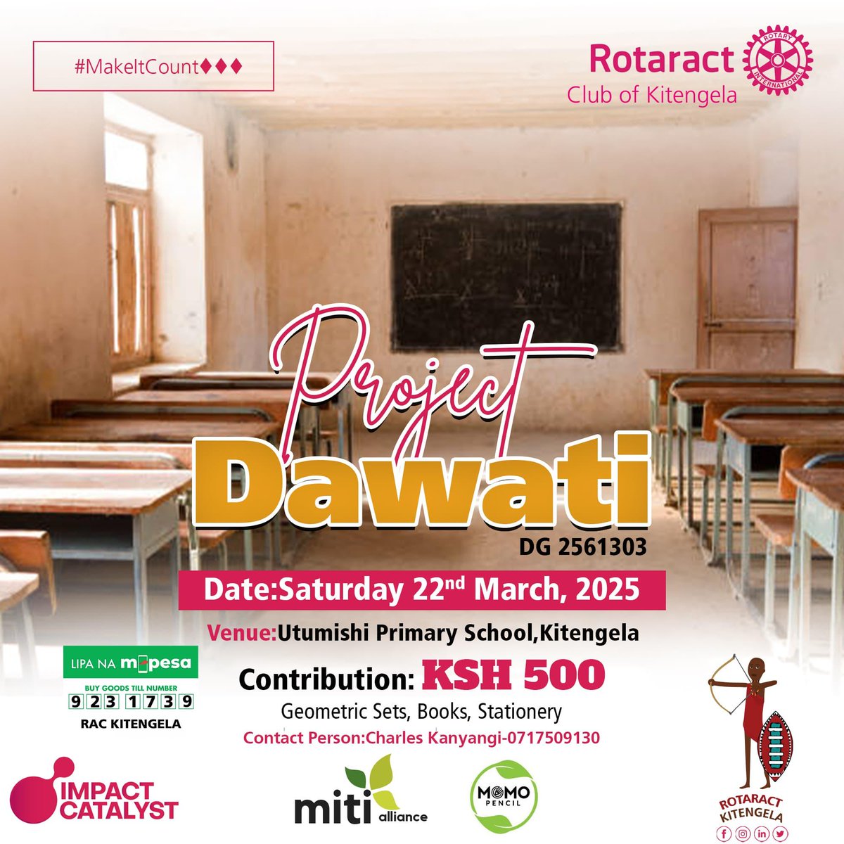 Did you know the average student👨🏽‍🎓👩‍🎓 spends about 15,000 hours🕐 on a desk🪑 before graduating high school?🏫 

That’s a lot of hours—Now imagine a student with no desk🥲.

Introducing our Signature Project🔆, #ProjectDawati🪑, that aims to address the acute desks shortage at