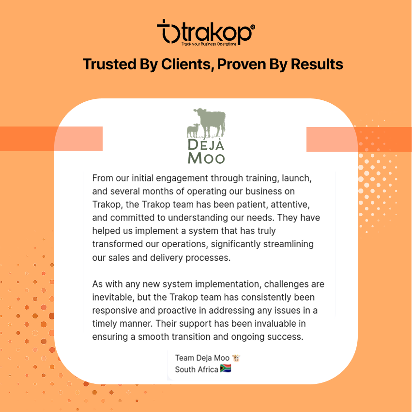 trakopglobal's tweet photo. We are delighted to share our happy client’s testimonial from South Africa. Deja Moo is a farm-to-doorstep milk delivery business. 

To Learn More Book a Demo: https://t.co/hgWbSm4PaF

#MilkDelivery #DairyBusiness #FarmToDoor #CustomerSuccess #DeliverySolutions #Trakop https://t.co/MbPmhnkb3V