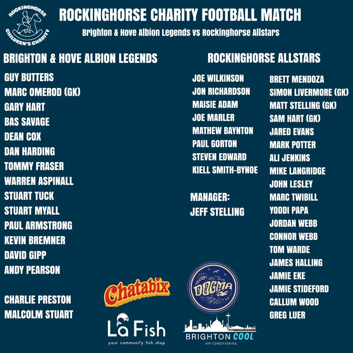 Brett Mendoza💙 (@brettmendoza_) on Twitter photo UNBELIEVABLE JEFF!
Rockinghorse Allstars are delighted to announce Jeff Stelling in a one game deal as our manager for the big day!
Tickets available here:
rockinghorse.org.uk/event/charityf…
<a href="/JeffStelling/">Jeff Stelling</a> <a href="/Rockinghorse67/">Rockinghorse Children's Charity</a> UNBELIEVABLE JEFF!
Rockinghorse Allstars are delighted to announce Jeff Stelling in a one game deal as our manager for the big day!
Tickets available here:
rockinghorse.org.uk/event/charityf…
<a href="/JeffStelling/">Jeff Stelling</a> <a href="/Rockinghorse67/">Rockinghorse Children's Charity</a>