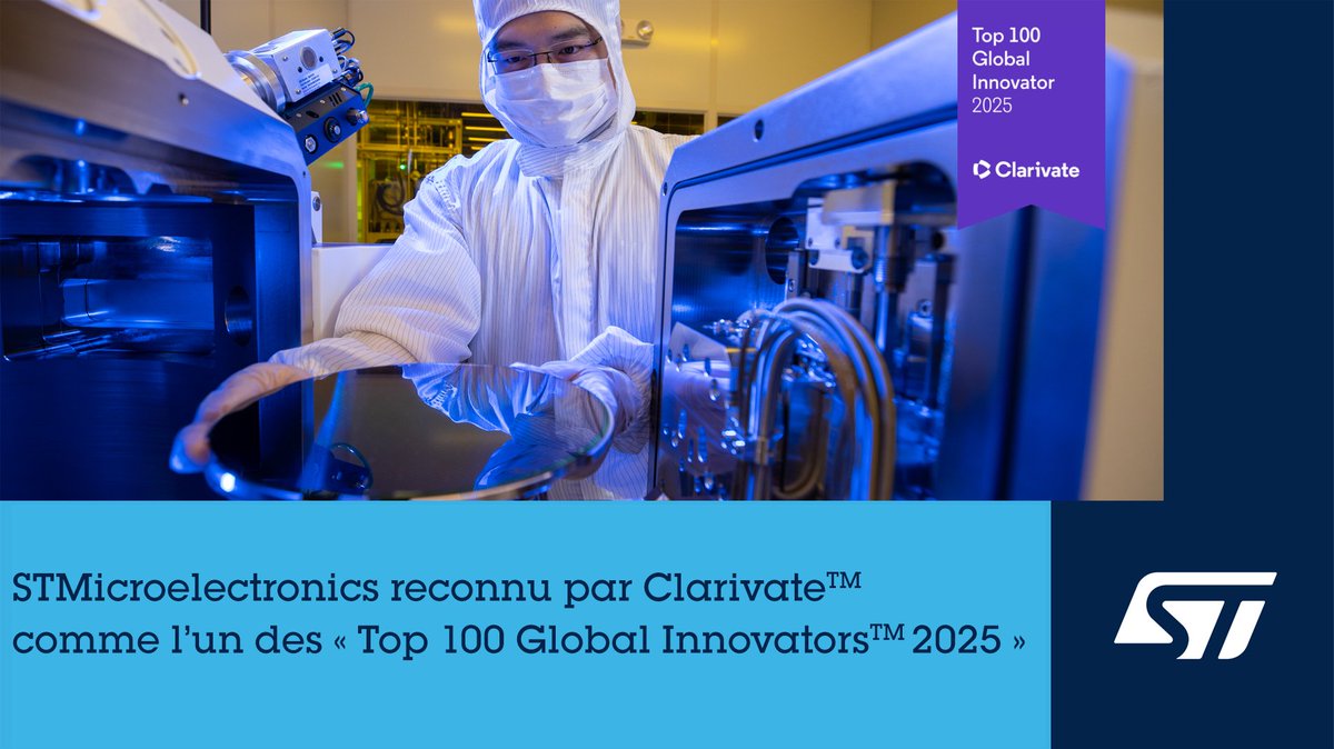 ST_France_News's tweet image. Top 100 Global Innovators 2025 : @ST_World pour la 7ème fois parmi les 100 entreprises les plus innovantes au monde.🔍Pour en savoir + sur l&apos;approche de ST en matière d&apos;#Innovation 👉spkl.io/6046fSSXA
#Top100Innovators #researchdevelopment