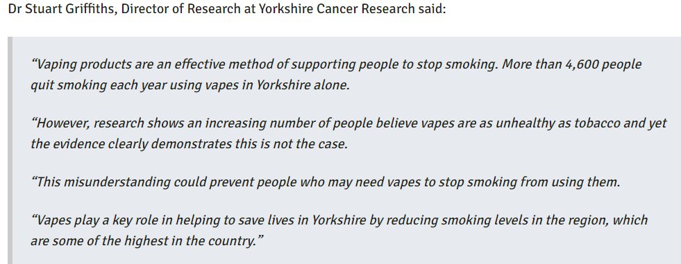 Harrogate-based charity Yorkshire Cancer Research is raising awareness of the facts about vaping to tackle growing misconceptions about its safety.

yourharrogate.co.uk/local-news/har…