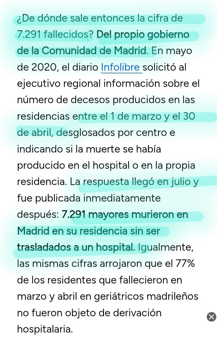 Ayuso puede repetir como papagayo lo que dicta MAR pero la realidad es que hay documentos dictado por la CAM abandonando a los mayores y el número de fallecidos lo dio la propia Comunidad.
El que tape a Ayuso es cómplice.
Los Medios son cómplices.
Justicia
 #AyusoAPrisión7291