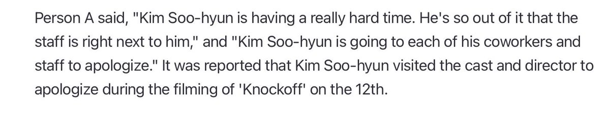 “Kim Soohyun is having a really hard time. He’s so out of it that the staff is right next to him.”

are we supposed to feel sorry for him he deserves all that btw 
if he’s having a hard time now imagine saeron who felt so scared and alone
fuck him he deserves so much more