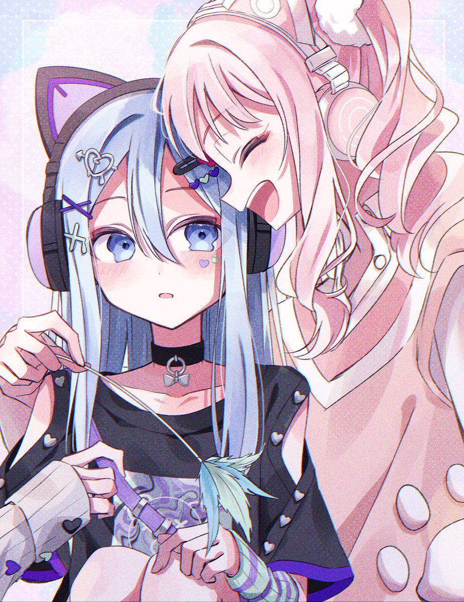 暁山瑞希 ,宵崎奏 「おそろい猫耳ヘッドホン #prsk_FA」|雅楽鳥ことは