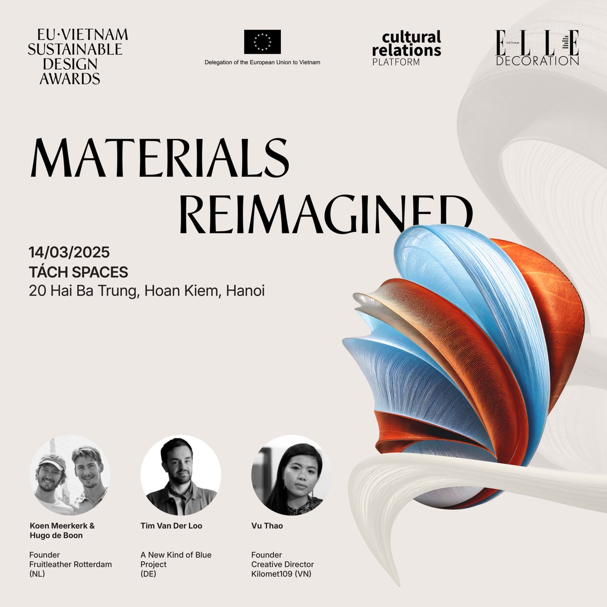 Cultural Relations Platform (@cultextrel) on Twitter photo Tomorrow, the 4th EU-Vietnam Sustainable Design Awards (#EVSDA) workshop will explore innovative materials!
Learn about approaches to #sustainable materials – material recycling, discarded fruit recycling, & working with indigenous knowledge & materials.
cultureinexternalrelations.eu/2025/03/13/fou… Tomorrow, the 4th EU-Vietnam Sustainable Design Awards (#EVSDA) workshop will explore innovative materials!
Learn about approaches to #sustainable materials – material recycling, discarded fruit recycling, & working with indigenous knowledge & materials.
cultureinexternalrelations.eu/2025/03/13/fou…