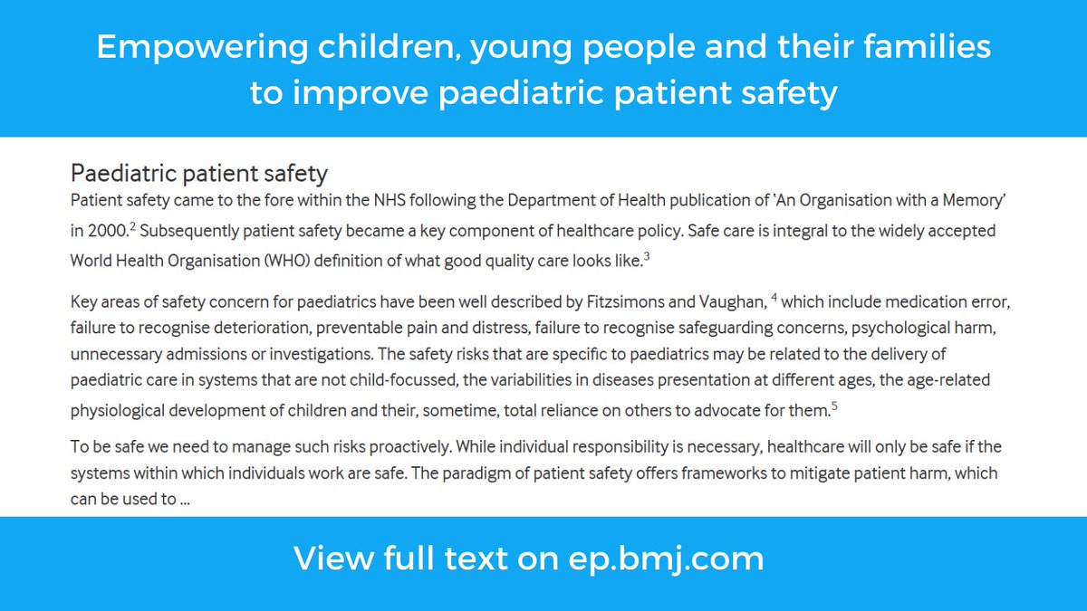 Want to know more about how we can involve children, young people, and families in patient safety? Our recent clinical fellow has been published in Archives of Disease in Childhood and explores practical approaches to making paediatric care safer. 

👇 ep.bmj.com/content/early/…