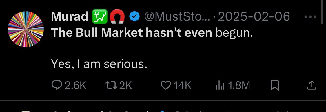 lynk0x's tweet image. The Bull Market hasn't even begun. 

Yes, I am serious.