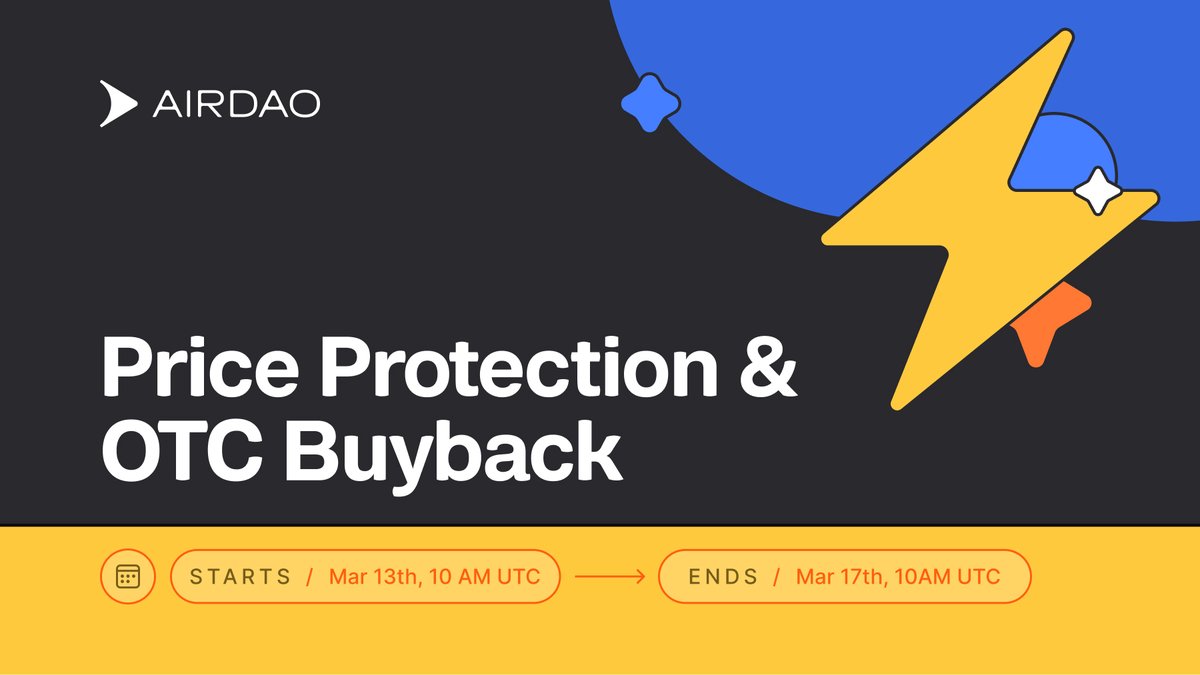 ascendianetwork's tweet photo. AMB Price Protection & OTC Buyback

AirDAO proposes a $650,000 OTC buyback program to stabilize $AMB, reduce volatility, and offer a structured exit for large holders. This aims to protect the ecosystem and ensure long-term sustainability.

Vote Window: March 13, 10 AM – March 17, 10 AM UTC
Full proposal: https://t.co/kGxizA5W6a

Stay tuned and vote 💎