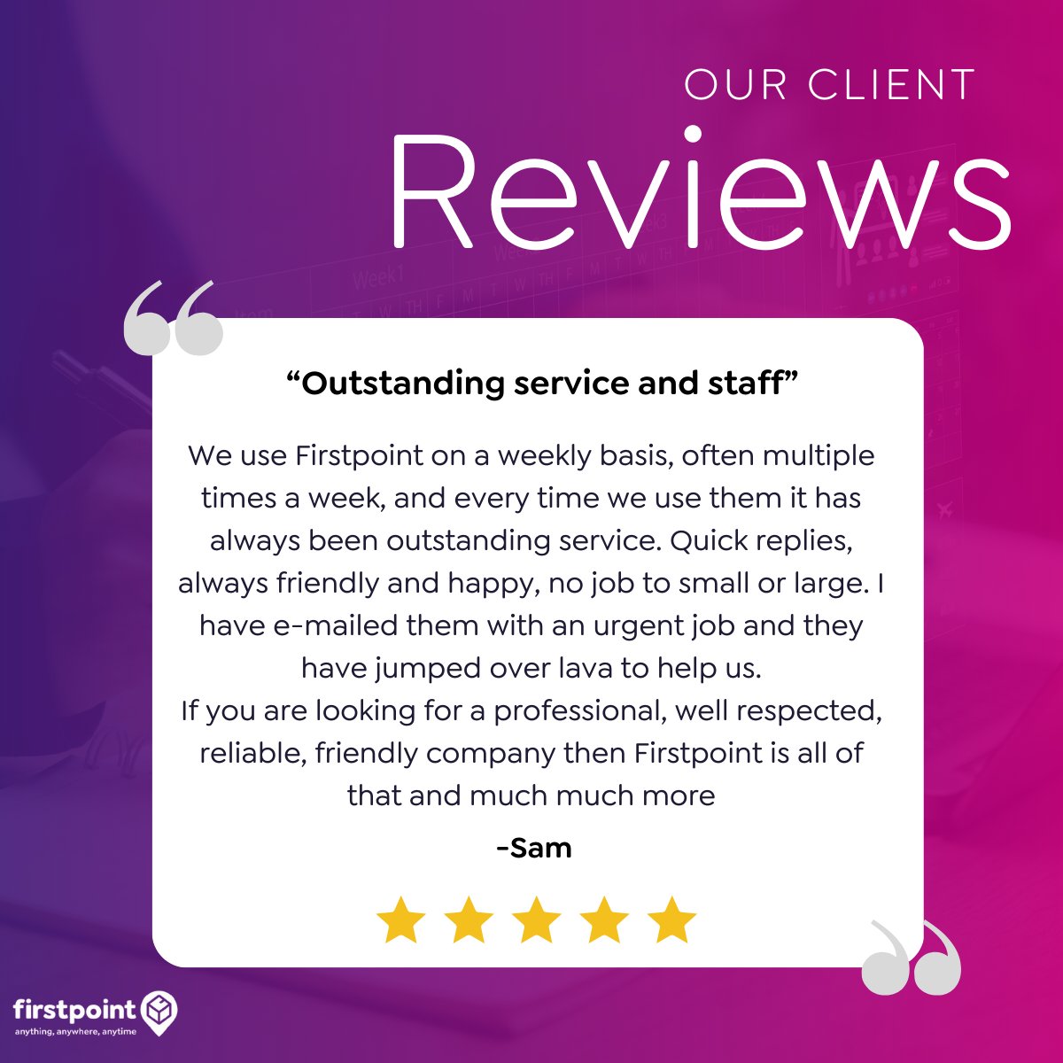 Nothing makes us prouder than happy clients! ⭐⭐⭐⭐⭐

Seeing feedback like this reminds us why we do what we do. 

Thank you for your kind words— It’s been a pleasure working with you! 🙌