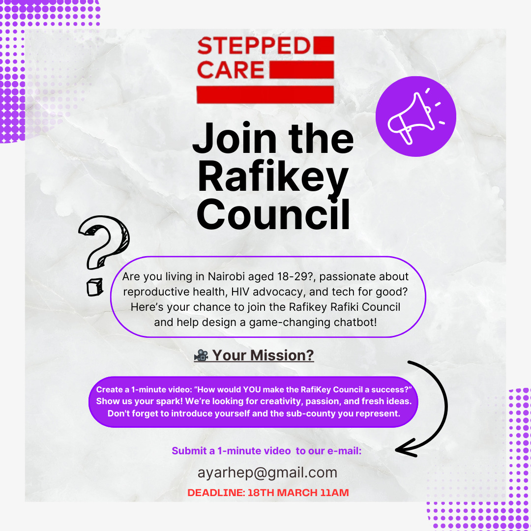 AYARHEP_KENYA's tweet image. #RAFIKEY is an initiative by the Digital Health Coalition of Kenya (#DHCK) that aims to create a user-friendly, responsive, and device-adaptive chatbot connecting young people with comprehensive sexual reproductive health/HIV services, information, and support.
#Youth4Health