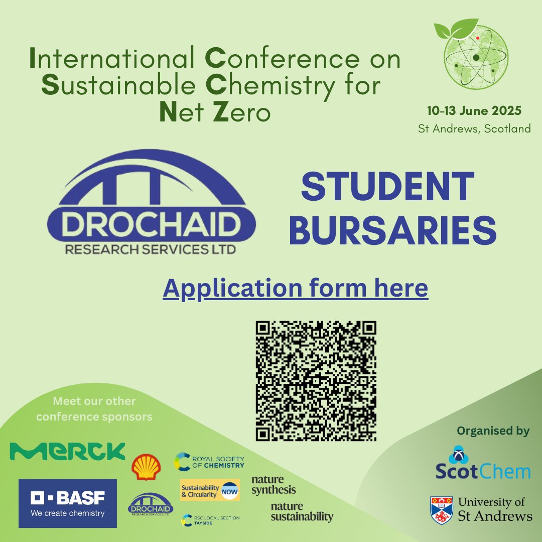 ScotChem (@chemscot) on Twitter photo With the generous support of Drochaid Research Services, we can offer a limited number of PhD BURSARIES to attend and present a poster at ICSCNZ
<a href="/EdinburghChem/">Chemistry Edinburgh</a> <a href="/StAndrewsChem/">St Andrews School of Chemistry</a> <a href="/StrathChem/">Chemistry - University of Strathclyde</a> <a href="/HWU_EPS/">Heriot-Watt Research@EPS</a> @RGUPALS <a href="/UniWestScotland/">UWS</a> <a href="/Strath_ChemEng/">Chemical Engineering</a> <a href="/UofGChem/">University of Glasgow Chemistry</a> <a href="/aberdeenuni/">University of Aberdeen</a> <a href="/dundeeuni/">University of Dundee</a> With the generous support of Drochaid Research Services, we can offer a limited number of PhD BURSARIES to attend and present a poster at ICSCNZ
<a href="/EdinburghChem/">Chemistry Edinburgh</a> <a href="/StAndrewsChem/">St Andrews School of Chemistry</a> <a href="/StrathChem/">Chemistry - University of Strathclyde</a> <a href="/HWU_EPS/">Heriot-Watt Research@EPS</a> @RGUPALS <a href="/UniWestScotland/">UWS</a> <a href="/Strath_ChemEng/">Chemical Engineering</a> <a href="/UofGChem/">University of Glasgow Chemistry</a> <a href="/aberdeenuni/">University of Aberdeen</a> <a href="/dundeeuni/">University of Dundee</a>