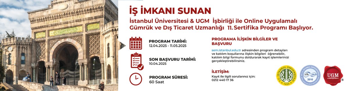 SEUAM's tweet photo. Uygulamalı Gümrük ve Dış Ticaret Uzmanlığı Sertifika Programı

Detaylı bilgi ve Başvuru için : https://t.co/X4HuZzPMXg https://t.co/tCduwjPlwZ