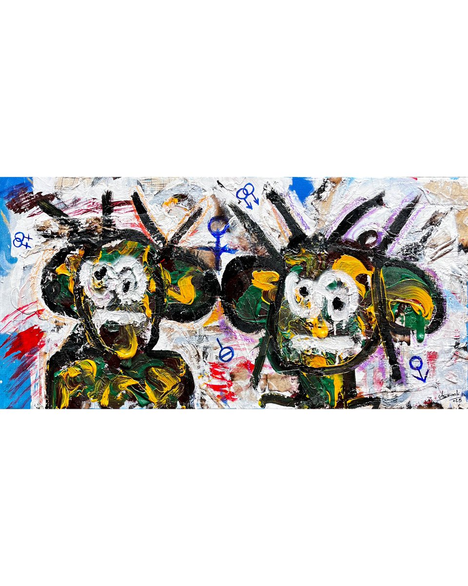 Genders ©'2025'
Medium: burnt clothes, acrylic, oil pastel and spray paint on canvas
Size: 50cmx100cm

#twogenders #aksantibienfait #figurativepaintings #abstractpainter #aksantibienfait #followers #contemporaryexpressionism