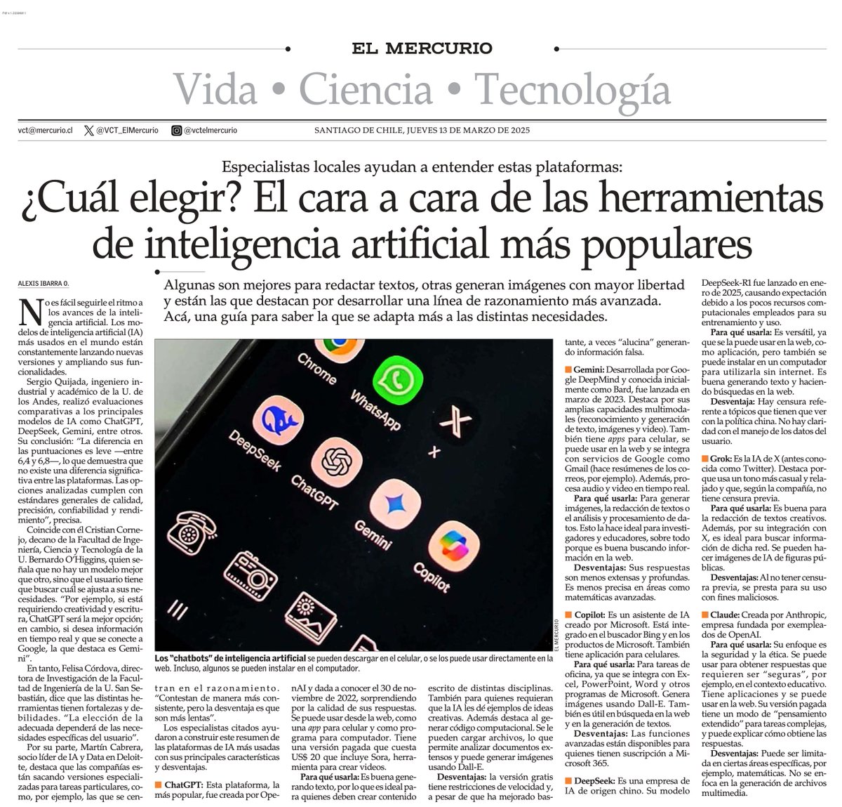 ¿Cuál elegir? El cara a cara de las herramientas de inteligencia artificial más populares. #VCTElMercurio tinyurl.com/5n793yta
