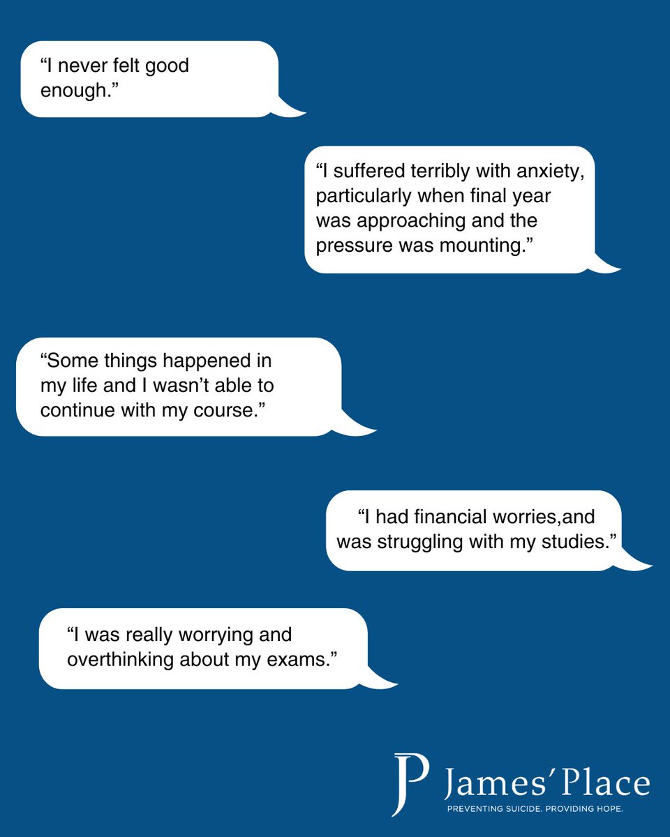 It's #UniversityMentalHealthDay today.  At James' Place we've helped many students in suicidal crisis due to relationship breakups, loneliness, worries about studies or money &amp; a variety of other reasons.  If you're a man in crisis &amp; need support go to jamesplace.org.uk/support