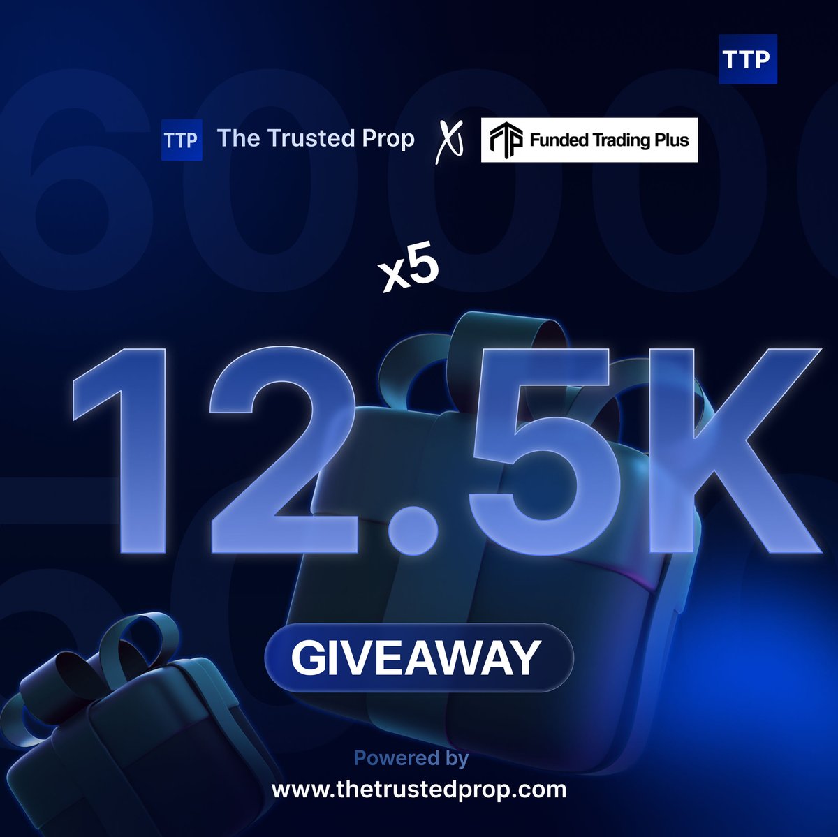 Giveaway 5x12.5K Accounts 🎉 

1. Follow <a href="/FundedTradingP/">Funded Trading Plus</a>  &amp; <a href="/TheTrustedProp/">TheTrustedProp</a>
2. Like Share &amp; Repost        
3. Tag 3 traders 
4. Must participate : gleam.io/YugWR/the-trus…