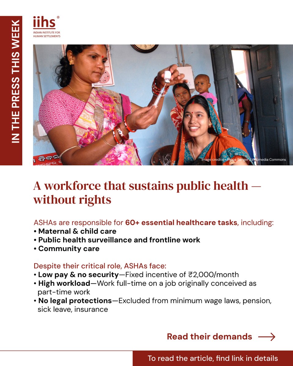iihsin's tweet image. Take a look at IIHS publications in the last week to explore the latest contributions from our scholars and practitioners to enrich dialogues on urban futures. 

Read the article: bit.ly/3Rap3QM

#ASHAWorkers #PublicHealthIndia #WomenInHealthcare #womenandcarework