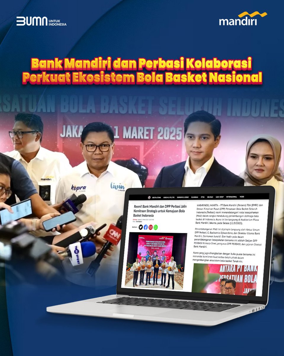 Bank Mandiri tegaskan komitmennya dengan menjalin kerja sama strategis bersama Perbasi untuk dukung pengembangan olahraga basket di Tanah Air.
