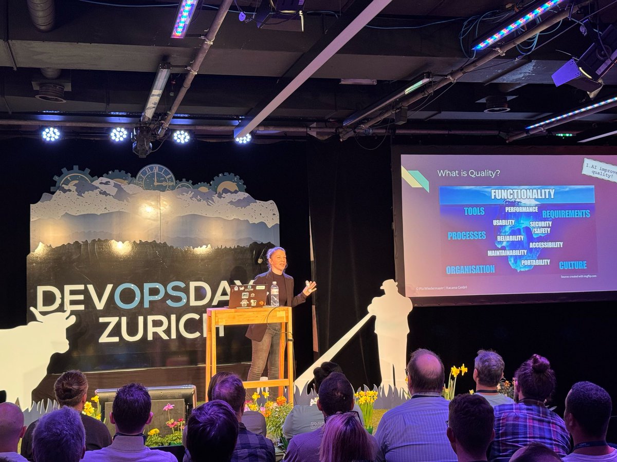 🤖✨ AI in testing: Hype or help? Pia Wiedermayer broke down the real capabilities &amp; limitations of AI and automation in testing. The verdict? Human intelligence still reigns supreme! Let’s balance AI with critical thinking. #dodzh #DevOpsDaysZH