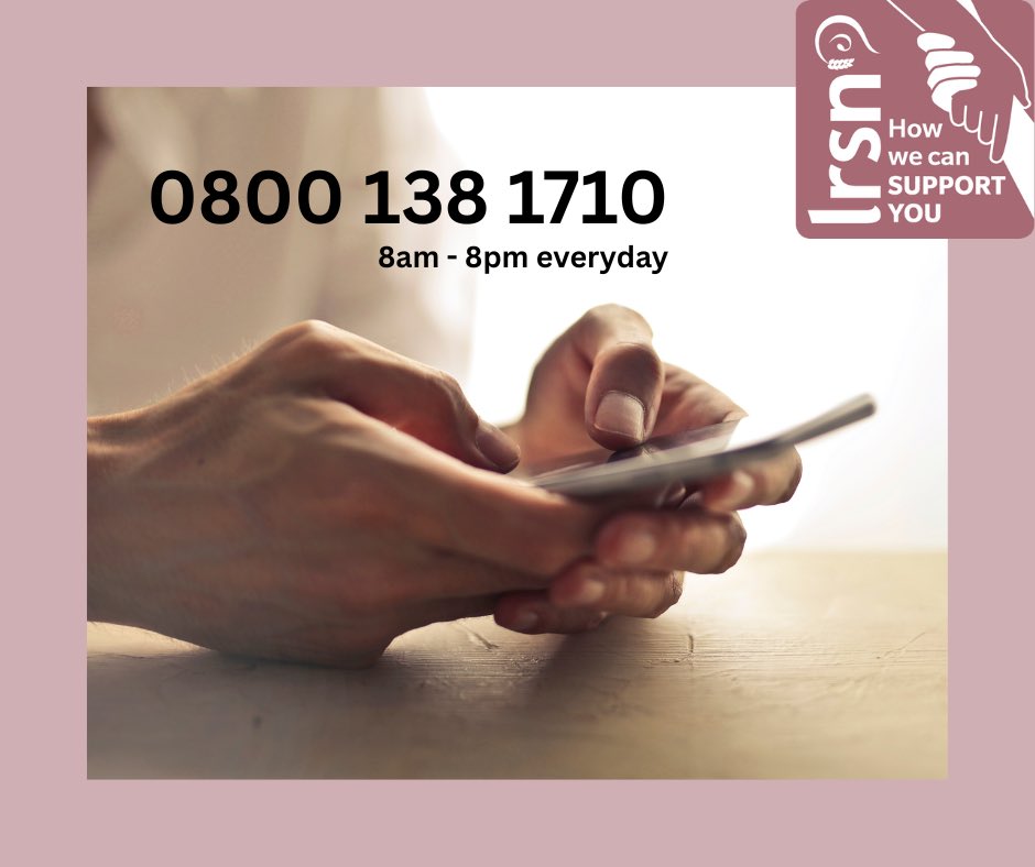 Just to remind you that the LRSN helpline is a completely confidential service, our volunteers are fully trained and there to listen. 
If you are worried about something and need to talk to someone our helpline is available 8am-8pm every day. 
#TimeToTalk #LRSNHelpline