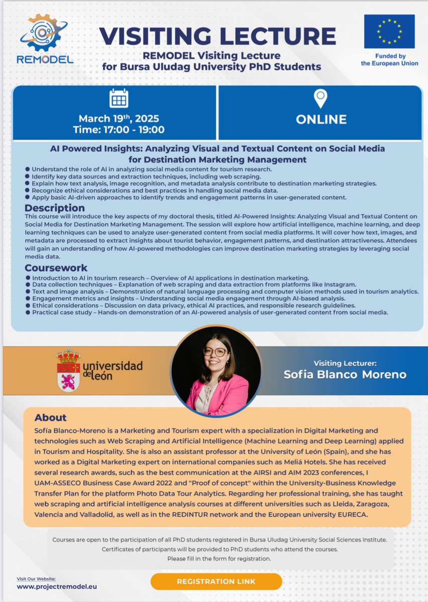 Remodel Project (@project_remodel) on Twitter photo REMODEL visiting lectures for <a href="/uludagkurumsal/">Bursa Uludağ Üniversitesi</a> students 👏👏👏
is online now. The registration link is: docs.google.com/forms/d/1ptM9T…
We are waiting for you #horizoneu #staffexchage #AI #socialmediamanagement REMODEL visiting lectures for <a href="/uludagkurumsal/">Bursa Uludağ Üniversitesi</a> students 👏👏👏
is online now. The registration link is: docs.google.com/forms/d/1ptM9T…
We are waiting for you #horizoneu #staffexchage #AI #socialmediamanagement