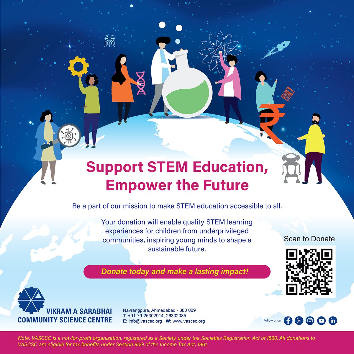 Support STEM Education, Empower the Future! With your support, we can provide hands-on STEM learning experiences to children, inspire young minds, and shape a sustainable future.
Visit the link - vascsc.org/donation/ OR scan the QR code to donate.
#STEMforall #donate #vascsc