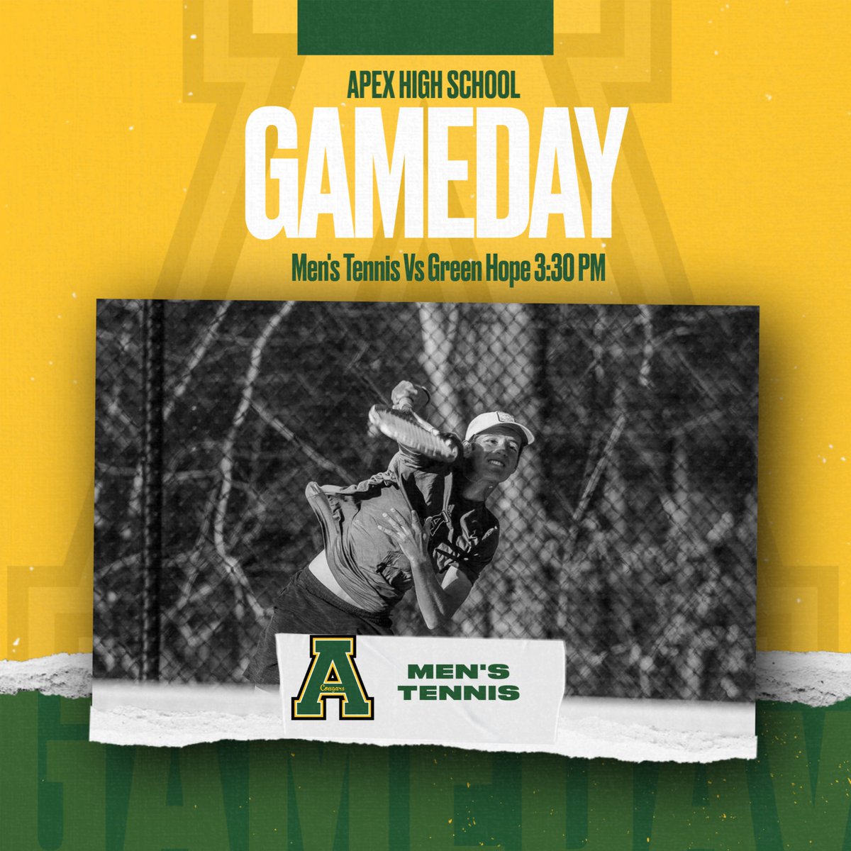 Apex Cougar Club (@apexcougarclub) on Twitter photo Men's Tennis Vs Green Hope 3:30 PM, let's go cougars!!
@apex_high_school <a href="/apexhsathletics/">Apex Athletics</a> @tim_ts_images Men's Tennis Vs Green Hope 3:30 PM, let's go cougars!!
@apex_high_school <a href="/apexhsathletics/">Apex Athletics</a> @tim_ts_images