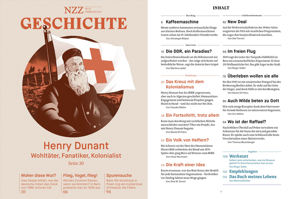 Wer war #HenryDunant? Wir erklären eine Jahrhundertfigur: Der Genfer brachte der Welt das #RoteKreuz – zugleich war er christlicher Fundamentalist und Kolonialunternehmer in #Algerien und #Palästina. NZZ Geschichte Nr. 56: am Kiosk, im Abo, im shop.nzz.ch/geschichte. <a href="/NZZ/">NZZ</a> <a href="/NZZaS/">NZZ am Sonntag</a>