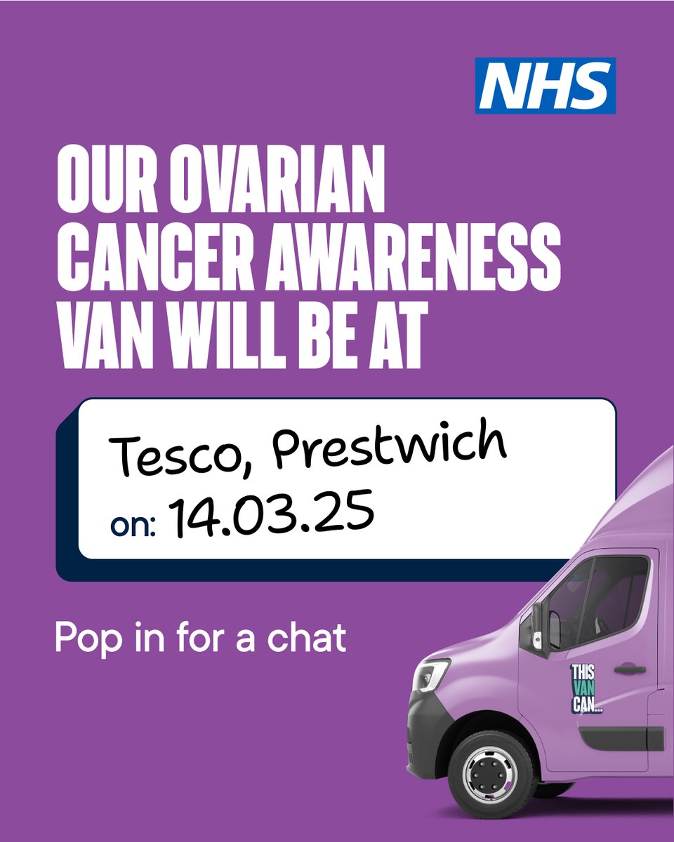 Do you know the symptoms of ovarian cancer? 

Pop in for a chat if you see the van. 

thisvancan.co.uk

#GMOvarianCancer