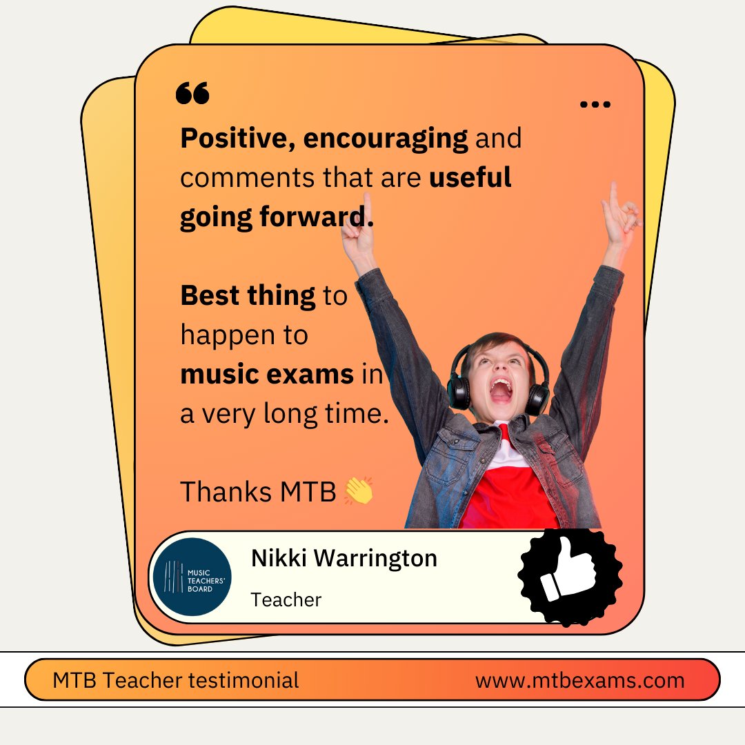 ✨ Thanks so much for your wonderful feedback 🤩 We're thrilled to have had such a positive impact on your music tuition and pupils 🎶 mtbexams.com