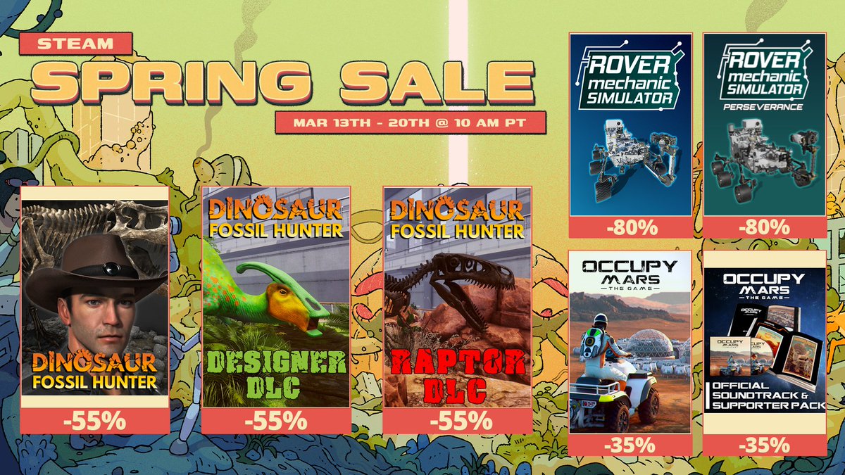 🌸 The Steam Spring Sale 2025 is here, bringing vibrant deals to your library! 🌸

The sale runs until April 20, 2025. Let your Steam library bloom with new, fantastic titles this spring! 🌷🎮

#SteamSpringSale #GamingDeals #paleontology #mars #robotics #mechanics #engineering