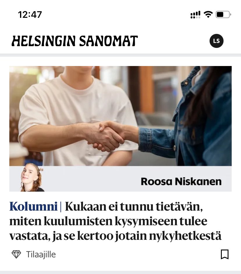 Lauri Saarinen (@saarinenlauri) on Twitter photo “Hei, mitä kuuluu?” ”Ihan hyvää, kiitos.” Noin, your welcome <a href="/hsfi/">Helsingin Sanomat</a> tsemppiä nykyhetkeenne. “Hei, mitä kuuluu?” ”Ihan hyvää, kiitos.” Noin, your welcome <a href="/hsfi/">Helsingin Sanomat</a> tsemppiä nykyhetkeenne.