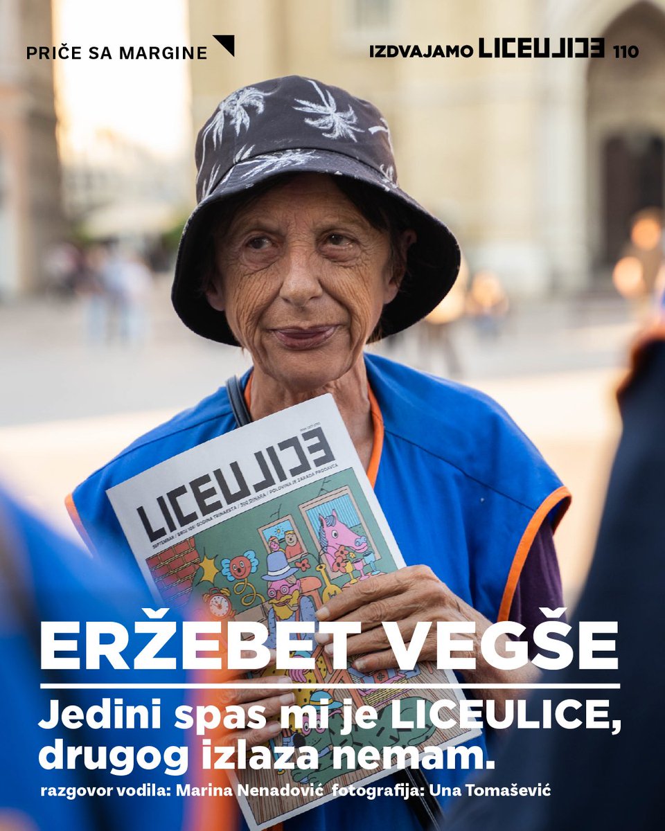 Pročitajte priču sa margine Eržebet Vegše u aktuelnom broju našeg magazina ili na našem sajtu. I svakako je pozdravite kada se sretnete na ulici. ❤️‍🔥liceulice.org/erzebet-vegse-…