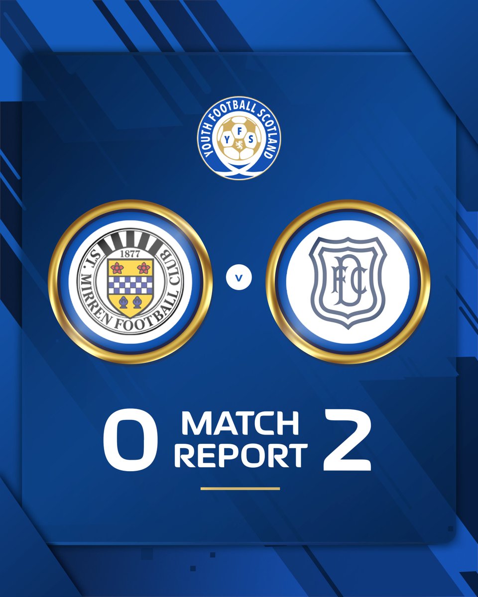 𝗙𝗘𝗔𝗧𝗨𝗥𝗘𝗗 𝗠𝗔𝗧𝗖𝗛 🎙️📝

⚫ STM vs DUN 🔵 | 0-2 | FT

𝘼𝙖𝙧𝙤𝙣 𝘾𝙤𝙣𝙣𝙚𝙡𝙡 rounds up our Scottish FA Youth Cup Semi-Final coverage reporting on Dundee's comfortable away victory against St Mirren.

𝙁𝙪𝙡𝙡 𝙢𝙖𝙩𝙘𝙝-𝙧𝙚𝙥𝙤𝙧𝙩 𝙝𝙚𝙧𝙚 ▶️ yfs.news/dundeestmirren…