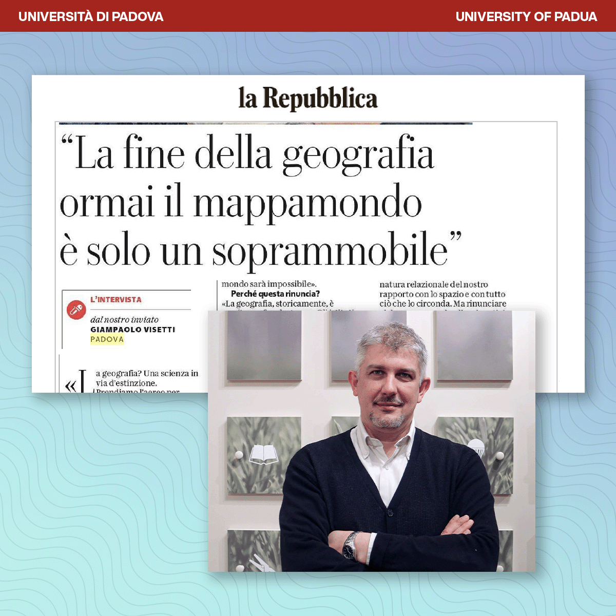 Università di Padova (@unipadova) on Twitter photo 📰 "Ormai il mappamondo è solo un soprammobile".
<a href="/repubblica/">Repubblica</a> intervista Mauro Varotto, coordinatore del Museo di Geografia #Unipd, sull’importanza della geografia e il suo progressivo declino nelle scuole italiane.
> unipd.link/morte-geografi… 📰 "Ormai il mappamondo è solo un soprammobile".
<a href="/repubblica/">Repubblica</a> intervista Mauro Varotto, coordinatore del Museo di Geografia #Unipd, sull’importanza della geografia e il suo progressivo declino nelle scuole italiane.
> unipd.link/morte-geografi…