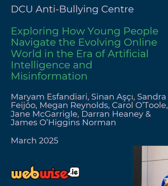 We are delighted that our report, in collaboration with <a href="/Webwise_Ireland/">Webwise</a>, is now published! This repot focuses on how young people navigate the online world, especially in this era of AI and misinformation.

antibullyingcentre.ie/wp-content/upl…