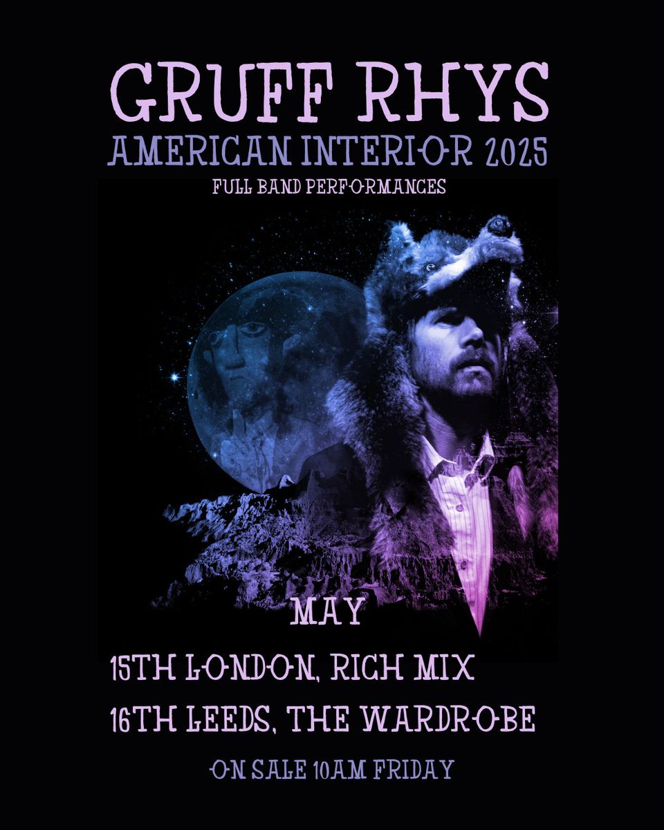 🎸✨ As well as the previously announced US tour, I’ll be playing two full band shows in London and Leeds - on sale tomorrow at 10am &amp; adding some EU shows too. In addition there’ll be selected screenings with Q&amp;As