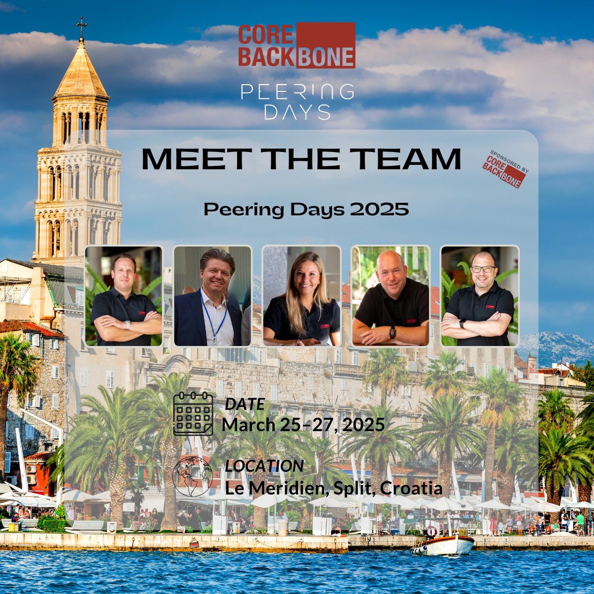 Core-Backbone GmbH (@corebackbone) on Twitter photo Dobar dan, Split! <a href="/corebackbone/">Core-Backbone GmbH</a> is thrilled to sponsor and attend the #PeeringDays2025 in beautiful #Split! From March 25th to 27th, meet our best team and explore how our carrier solutions can benefit your business. 👍See you there! 😎#PeeringDays Dobar dan, Split! <a href="/corebackbone/">Core-Backbone GmbH</a> is thrilled to sponsor and attend the #PeeringDays2025 in beautiful #Split! From March 25th to 27th, meet our best team and explore how our carrier solutions can benefit your business. 👍See you there! 😎#PeeringDays
