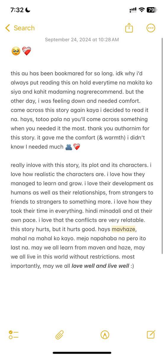 In honor of mavhaze’s second birthday, here’s a letter I kept on my notes since last year. I wrote this one after I finished reading the story. Hays, mavhaze, thank you for bringing me comfort when I needed it the most ❤️‍🩹