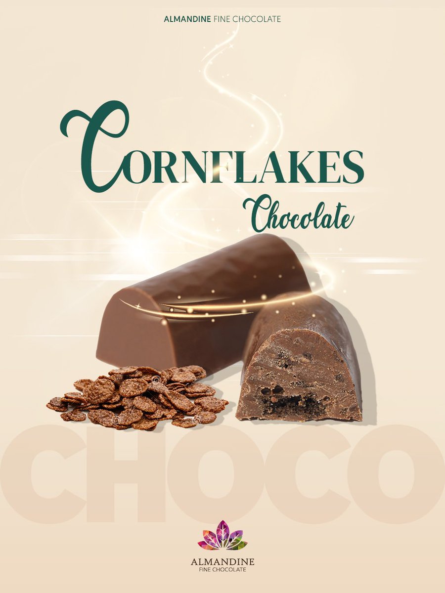 Almandinechoco's tweet photo. شوكولاتة كورن فليكس لذيذة ، مصنوعة من اجود انواع زبدة الكاكاو ممزوجة بقرمشة الكورن فليكس ل��نقلك الى عالم اخر مع كل قضمة .
للطلب زيارة المتجر https://t.co/P6fzXBPZCb

#حلويات #شكولاته #شكولاته_العيد https://t.co/S1efJnTZoI