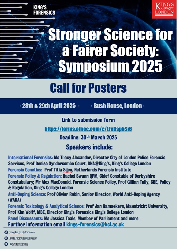 King's Forensics (@kingsforensics) on Twitter photo Deadline for poster submissions 30th March please submit your details here for Symposium 2025 <a href="/KingsCollegeLon/">King's College London</a> <a href="/kingsmedicine/">King's Faculty of Life Sciences & Medicine</a>
forms.office.com/e/tFcDspbSi6 Deadline for poster submissions 30th March please submit your details here for Symposium 2025 <a href="/KingsCollegeLon/">King's College London</a> <a href="/kingsmedicine/">King's Faculty of Life Sciences & Medicine</a>
forms.office.com/e/tFcDspbSi6