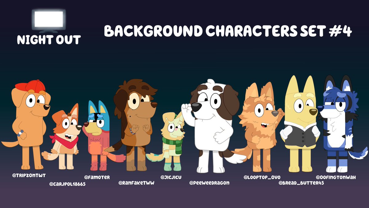 Sataru (@satanimations) on Twitter photo I drew some more Bluey Oc's for the Bluey Fan Animation! I also decided to draw some mutual followers into the mix!
Featuring Oc's of <a href="/TripzOnTwt/">Tripz</a> <a href="/carjpol18665/">SunnyLeaf🌱✝️</a> <a href="/famoter/">FamoterSG</a> <a href="/RanFakeTWW/">Ran!</a> <a href="/Jicjicu/">Jic ☆</a> <a href="/Peeweedragon/">James LawleyVA 🎙</a> <a href="/looptop_OvO/">🌟looptop(人*´∀` )。*゚+🍉🌟</a> <a href="/bread_butter45/">butter man</a> and <a href="/OofingtonWah/">Cifer</a>!
#Bluey #BlueyFanAnimation I drew some more Bluey Oc's for the Bluey Fan Animation! I also decided to draw some mutual followers into the mix!
Featuring Oc's of <a href="/TripzOnTwt/">Tripz</a> <a href="/carjpol18665/">SunnyLeaf🌱✝️</a> <a href="/famoter/">FamoterSG</a> <a href="/RanFakeTWW/">Ran!</a> <a href="/Jicjicu/">Jic ☆</a> <a href="/Peeweedragon/">James LawleyVA 🎙</a> <a href="/looptop_OvO/">🌟looptop(人*´∀` )。*゚+🍉🌟</a> <a href="/bread_butter45/">butter man</a> and <a href="/OofingtonWah/">Cifer</a>!
#Bluey #BlueyFanAnimation
