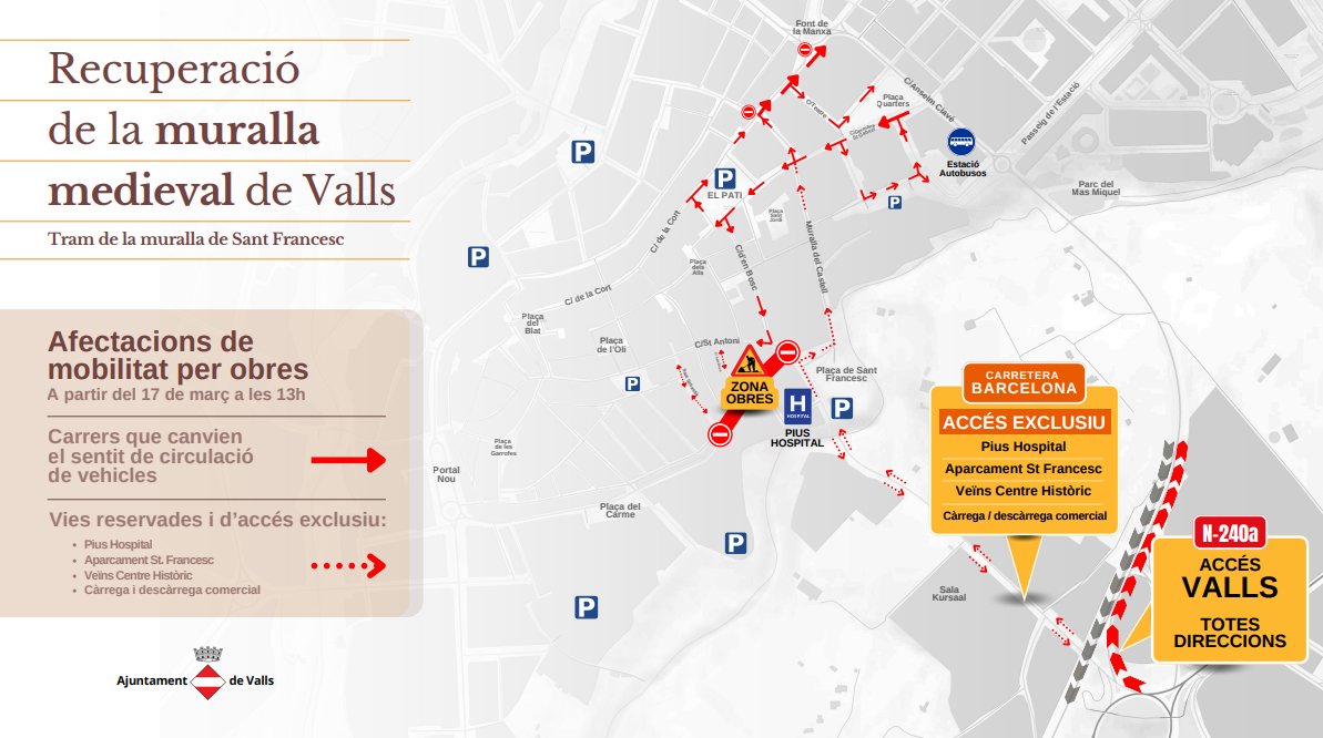 <a href="/srocad/">Sònia Roca</a> <a href="/PauTondo/">Pau Tondo</a> 📆 Les obres finalitzaran l’estiu de l’any vinent.

A partir del mateix dilluns dia 17 s'implementa el dispositiu de mobilitat i canvis de circulació en diversos carrers per garantir l’accés al Pius Hospital, Centre Històric i zona comercial. ⬇️