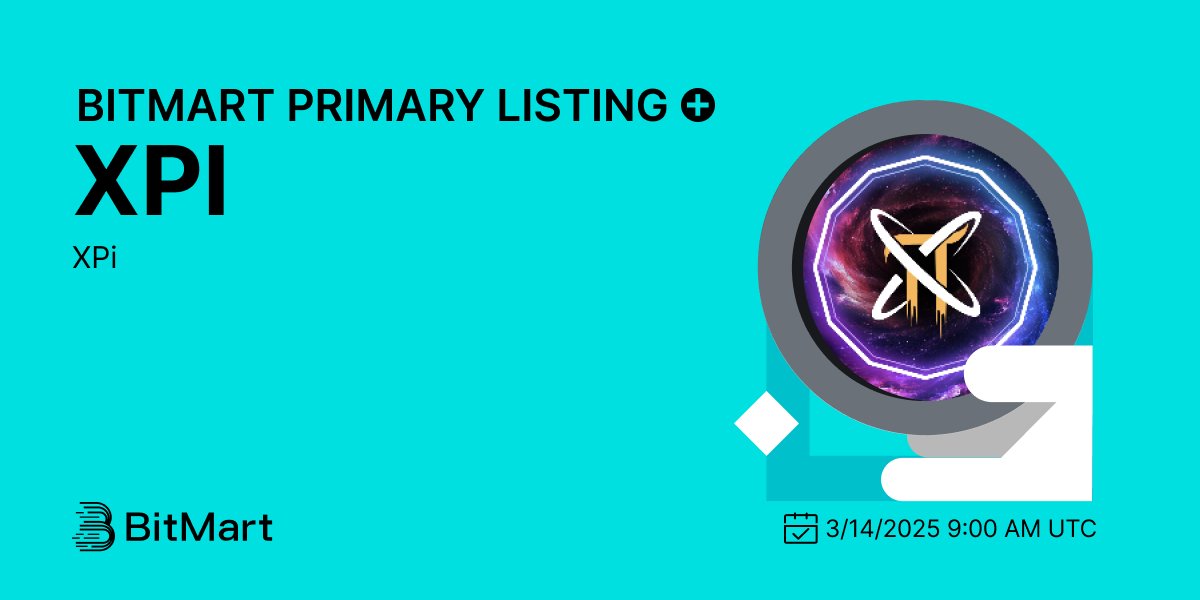 #BitMart is thrilled to announce the exclusive primary listing of XPi (XPI) <a href="/X_Pi_S/">XPi - X + Pi</a>  🎉

💰Trading pair: XPI/USDT
💎Deposit: Available
💎Trading: 3/14/2025 9:00 AM UTC

Learn more: bitmart.zendesk.com/hc/en-us/artic…