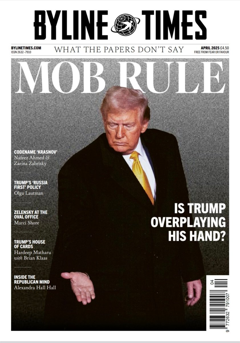Hardeep Matharu (@hardeep_matharu) on Twitter photo Trump's chaos may mean events change by the hour, but the underlying forces he channels & may well become undone by don't.
In the new <a href="/BylineTimes/">Byline Times</a> print edition we deep dive into how Trump's 'mob rule' is damaging to him 👇
subscribe.bylinetimes.com or pick up a copy in shops Trump's chaos may mean events change by the hour, but the underlying forces he channels & may well become undone by don't.
In the new <a href="/BylineTimes/">Byline Times</a> print edition we deep dive into how Trump's 'mob rule' is damaging to him 👇
subscribe.bylinetimes.com or pick up a copy in shops
