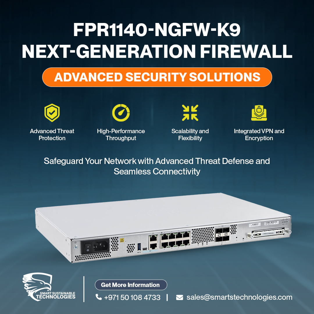 SmartSTechs's tweet image. Secure Your Network with FPR1140-NGFW-K9 Firewall! 

Protect your business with advanced threat defense, high-performance throughput, and secure VPN encryption for seamless connectivity.

#CyberSecurity #Firewall #SecureNetwork #SmartTechnologies