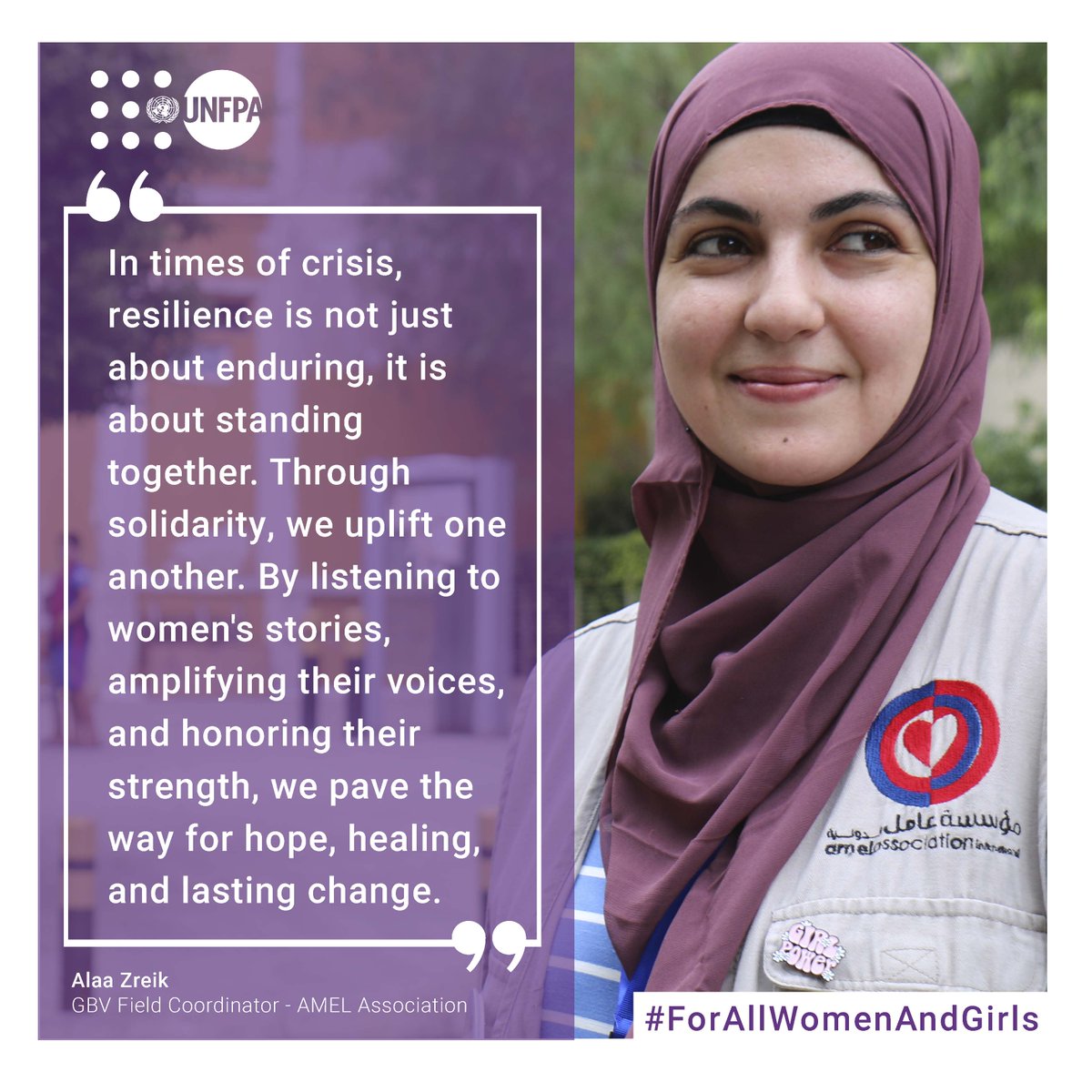 UNFPALebanon (@unfpalebanon) on Twitter photo ๐ ๐ฒ๐ฒ๐ ๐๐น๐ฎ๐ฎ ๐ญ๐ฟ๐ฒ๐ถ๐ธ - A true champion for women & girls! Even while displaced, she tirelessly worked through our local partners <a href="/AmelNGO/">Amel Association International</a> to ensure their safety & protection during conflict and humanitarian crisis.
#WomenInspire #IWD2025 #ForAllWomenAndGirls ๐ ๐ฒ๐ฒ๐ ๐๐น๐ฎ๐ฎ ๐ญ๐ฟ๐ฒ๐ถ๐ธ - A true champion for women & girls! Even while displaced, she tirelessly worked through our local partners <a href="/AmelNGO/">Amel Association International</a> to ensure their safety & protection during conflict and humanitarian crisis.
#WomenInspire #IWD2025 #ForAllWomenAndGirls