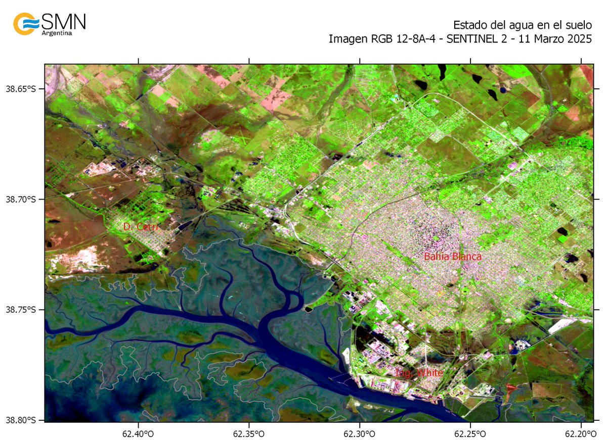 🌧️ Bahía Blanca, antes y después de la inundación

🛰️Las imágenes del satélite Sentinel-2 muestran el impacto de las inundaciones en Bahía Blanca comparando el 9/2/2025 con el 11/3/2025 ⬇️